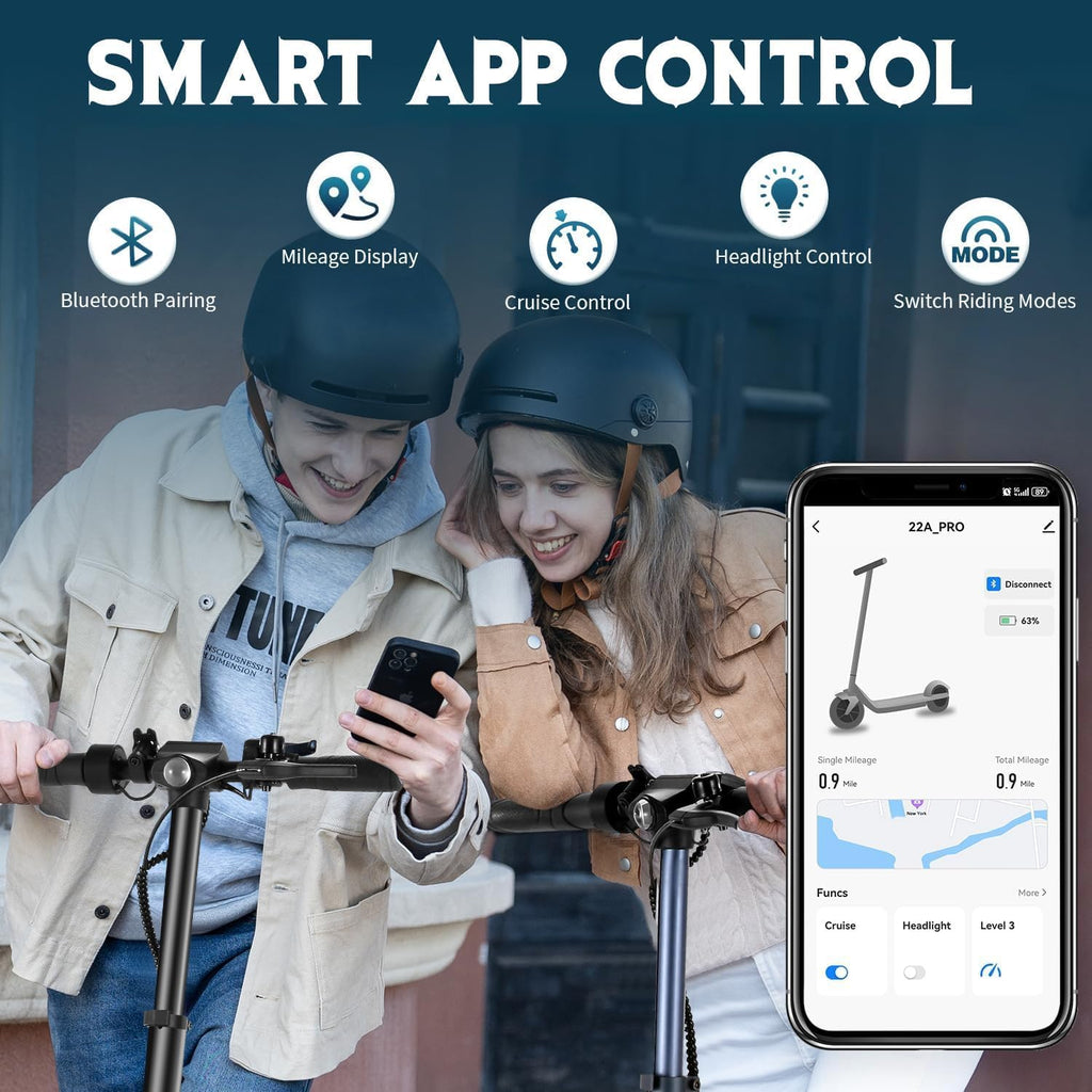 Caroma Electric Scooter Adults, 350W/500W Motor, Top Speed 20/25 Mph & 30 Miles Range, 8.5' Solid Tires, Cruise Control E Scooter for Adults