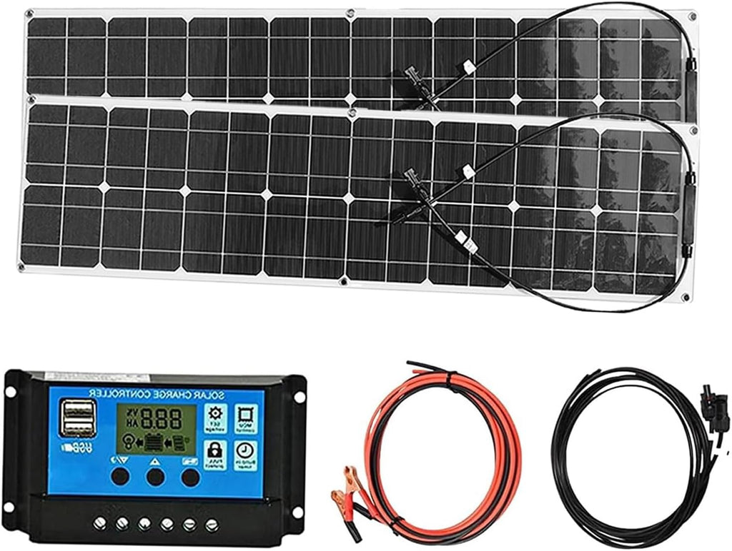 200W Solar Panel, Monocrystalline Solar Charger, 18 V Solar Panel Kit, Portable Solar Panel for Solar Generator Camping RV Van Outdoor Off-Grid,Black