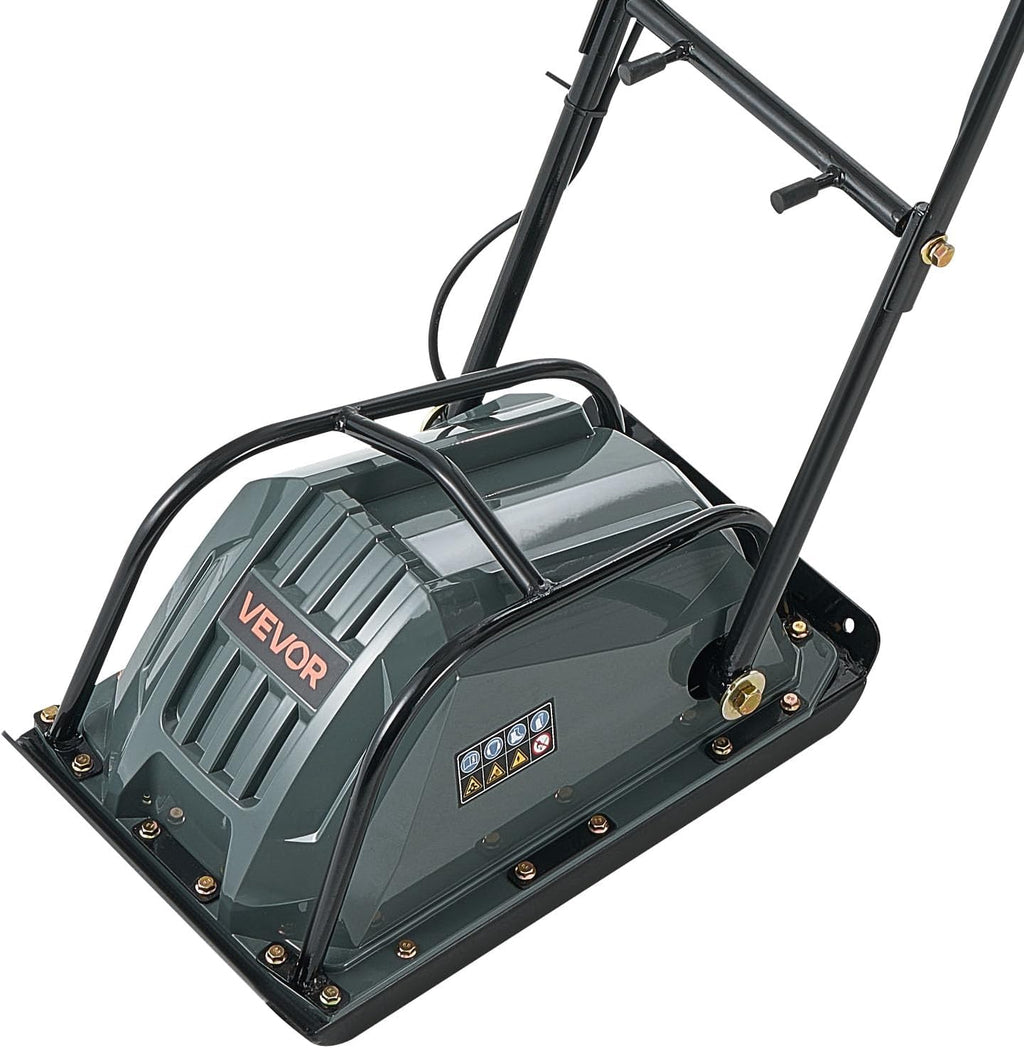 VEVOR Electric Plate Compactor, 130W Output Ground Rammer, 5 kN Force, 3.9 in Depth, 16 m/min Speed, 3304 sq.ft/h Efficiency, Gas Powered Soil Compaction Machine for Driveway, Pavement, Landscaping