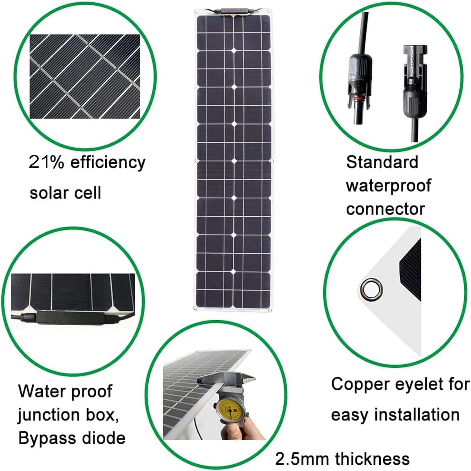 100W Portable Solar Panel,Solar Charger kit with 10A Charge Controller, Photovoltaic Monocrystalline Solar Modules for Camping, RV, Boat, Trip