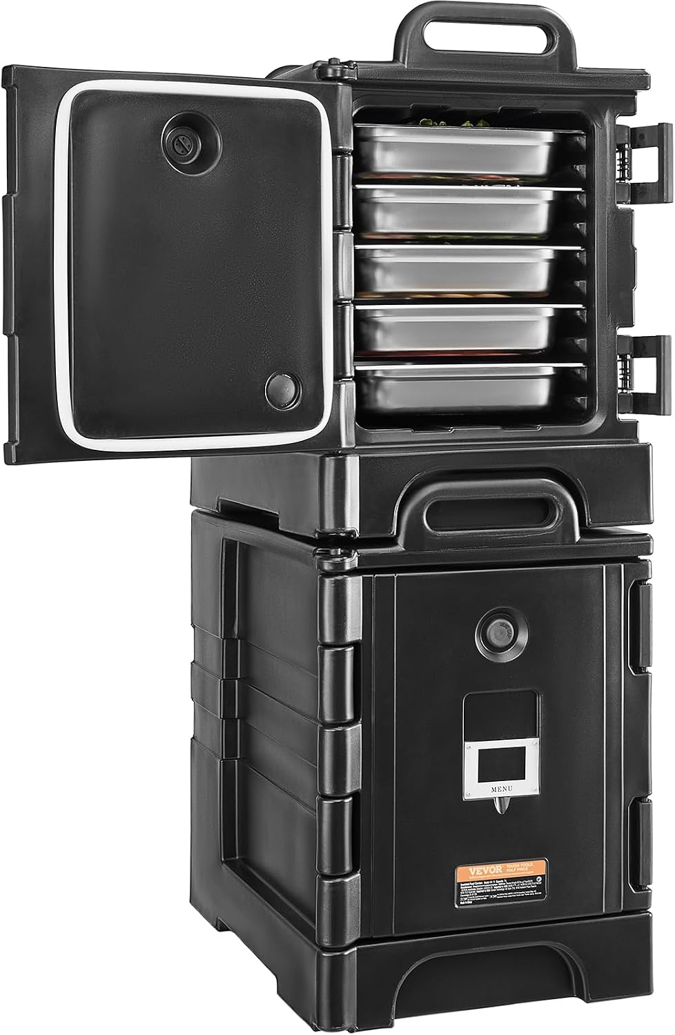 VEVOR Insulated Food Pan Carrier, 81 Qt x 2 Pack Hot Box for Catering, Food Box Carrier with Double Buckles, Front Loading Food Warmer with Handles, Stackable End Loader for Restaurant, Canteen