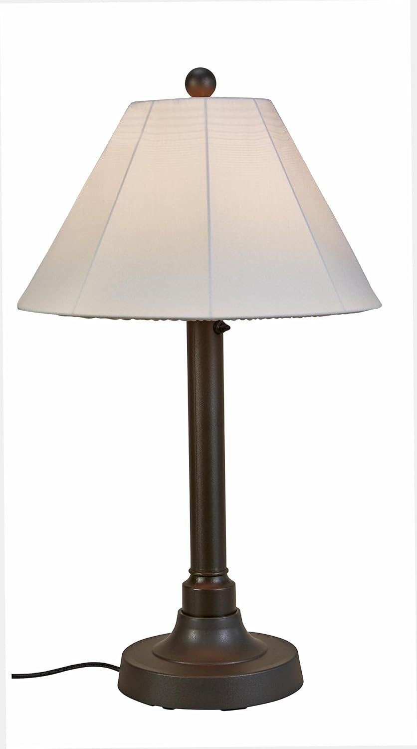Malibu Outdoor Table Lamp with Resin Body and Natural Canvas Sunbrella Shade Cover -