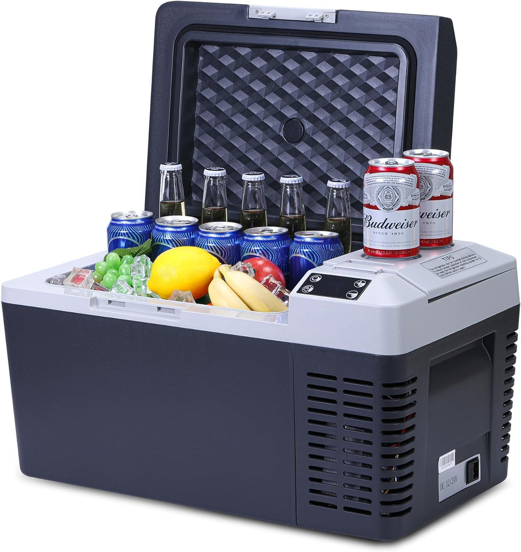 12 Volt Refrigerator, 21 Quart Portable Refrigerator -7.6℉ to 50℉, 21 QT(20L) RV Freezer, Car Fridge with 12/24V DC and 110-240V AC, Portable Freezer RV Car Cooler for Camping Travel Outdoor and Home