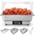 Dyna-Living Electric Chafing Dishes for Buffet, 9.5QT Full Size & Half Size Chafing Dish Buffet Set 600W Electric Buffet Servers and Warmers with Temp Control Display Food Warmers for Parties Catering