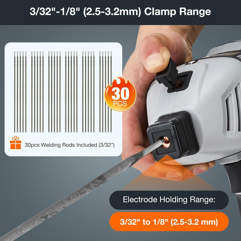 Sakerplus Portable Welding Machine, Handheld Welder Machine 110V, ARC Portable Welder with IGBT Inverter 5 Variable Current Adjustment, 30pcs 3/32' Wire Rods, Welding Helmet, Carring Case Included