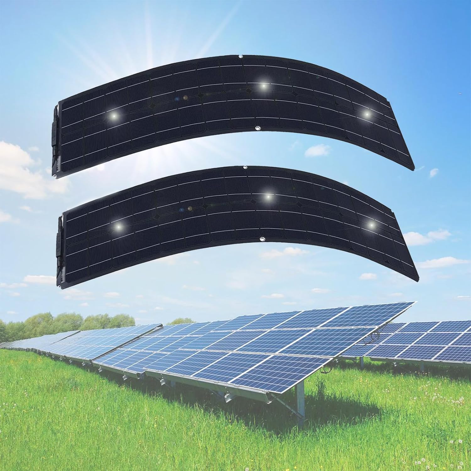 200W Solar Panel, Monocrystalline Solar Charger, 18 V Solar Panel Kit, Portable Solar Panel for Solar Generator Camping RV Van Outdoor Off-Grid,White