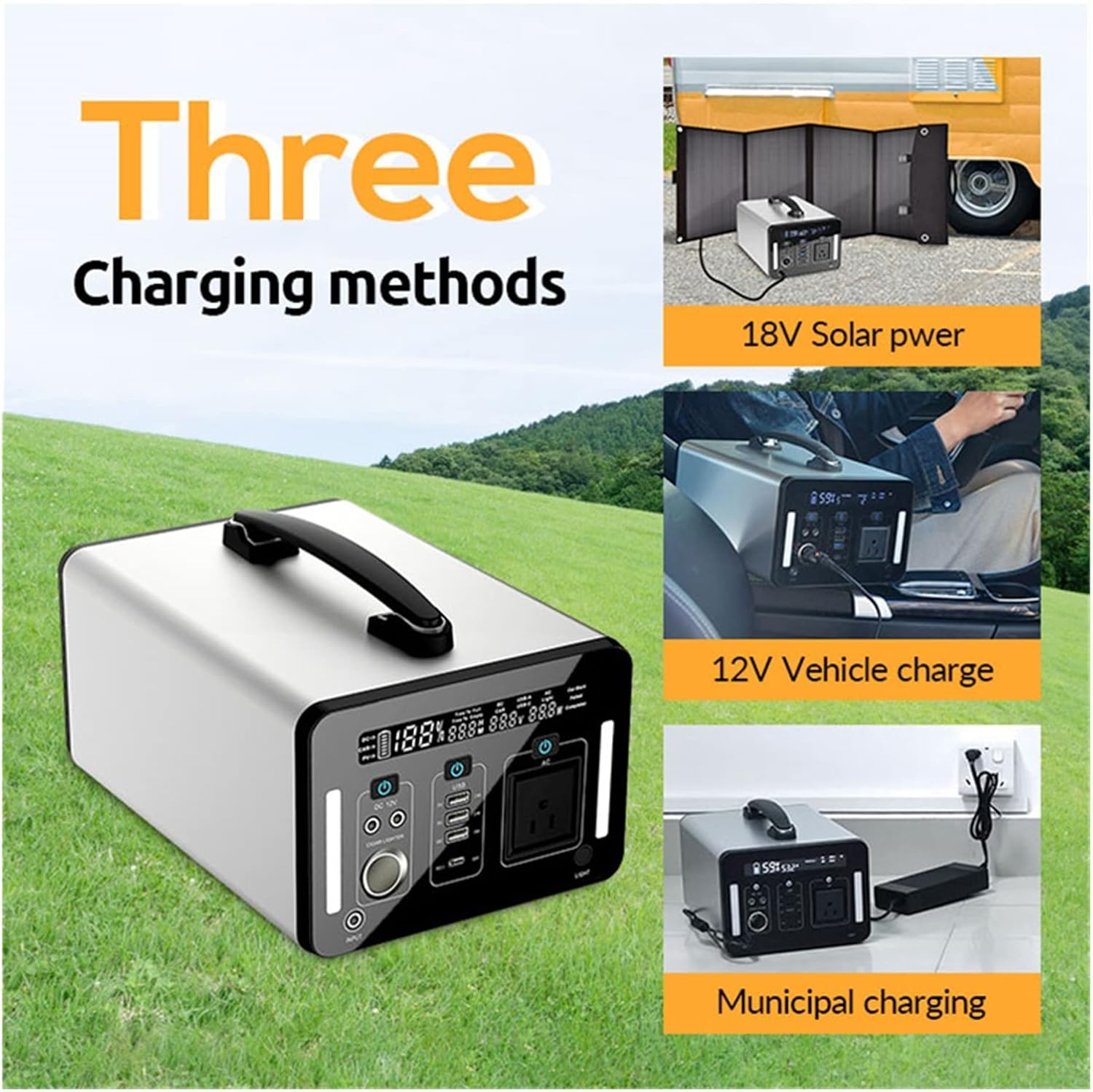 Portable Electric Power Station 1000WH 110V-240V Solar Generator For Home Energy Storage Power Supply Outdoor Camping Drones (Color : 1000W Power Station, Size : E)