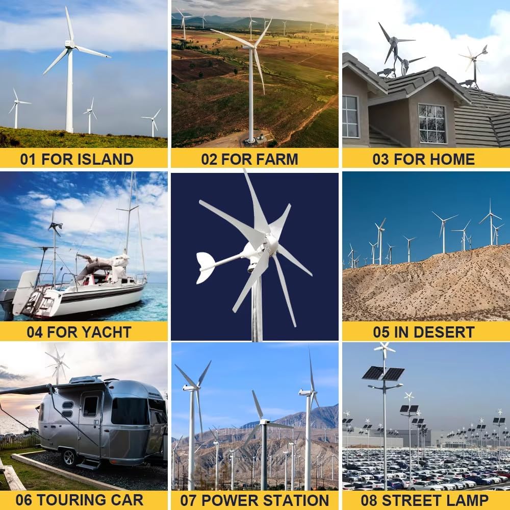 Three-phase Ac Permanent Magnet Synchronous 3000w Wind Turbine Generator windmill turbine 12v 24v 48v with charge controller for Home,Park,RVs,Boats,Farm,12V