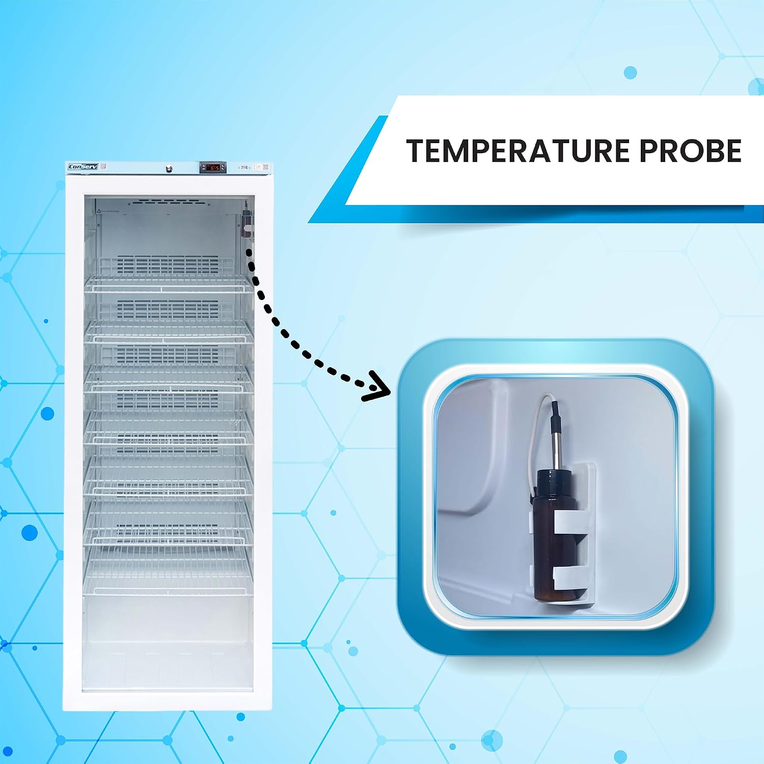 Conserv 23.4' Wide Pharmacy & Clinic Refrigerator, 12.7 Cu.Ft Medical Vaccine Fridge, WiFi Temperature Monitoring, High/Low Temp Alarm, Locking Door, No Frost, ETL Listed, 110V
