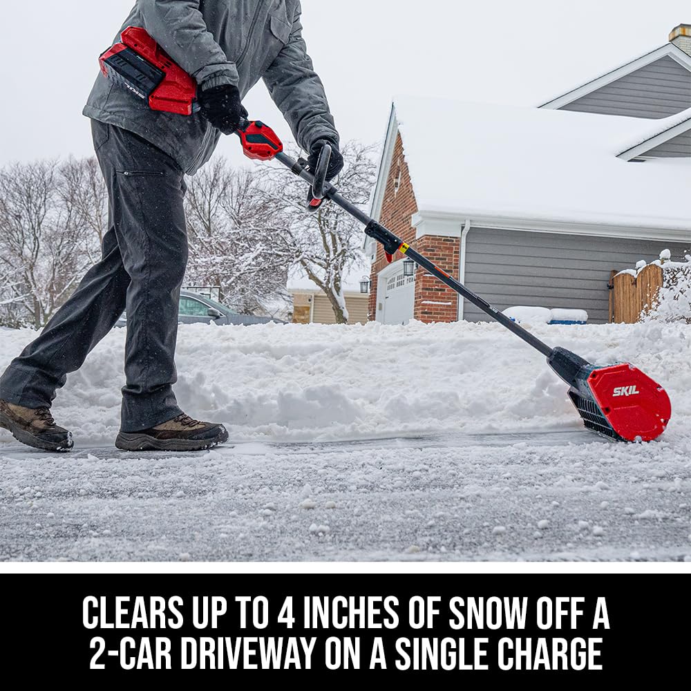 SKIL PWR CORE 40 Brushless 40V Multi-Head System, 12-Inch Snow Shovel Kit, 20'ft Throwing Distance, Includes 4.0Ah Battery and Charger - PSS1200C-10