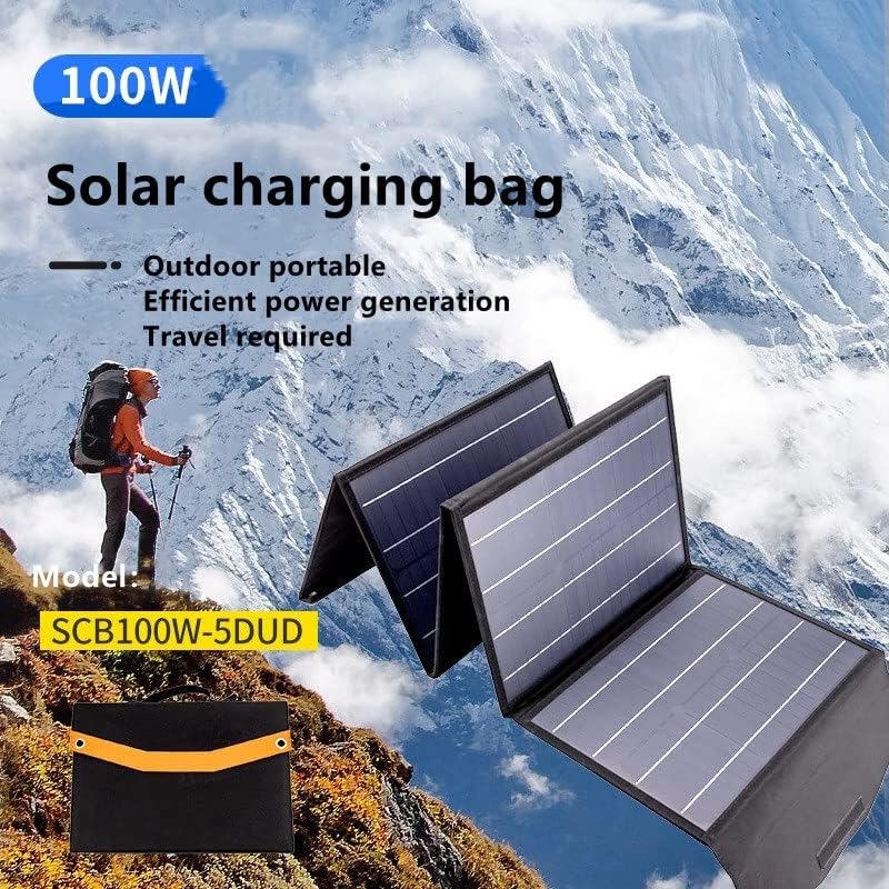 60W/80W/100W Portable Solar Panel(Dual 5v USB with 18v DC Output) Monocrystalline Solar Charger Foldable Solar Panel Bag for Laptop, Portable Generator, 12v Car, Boat, RV Battery etc.(100W)