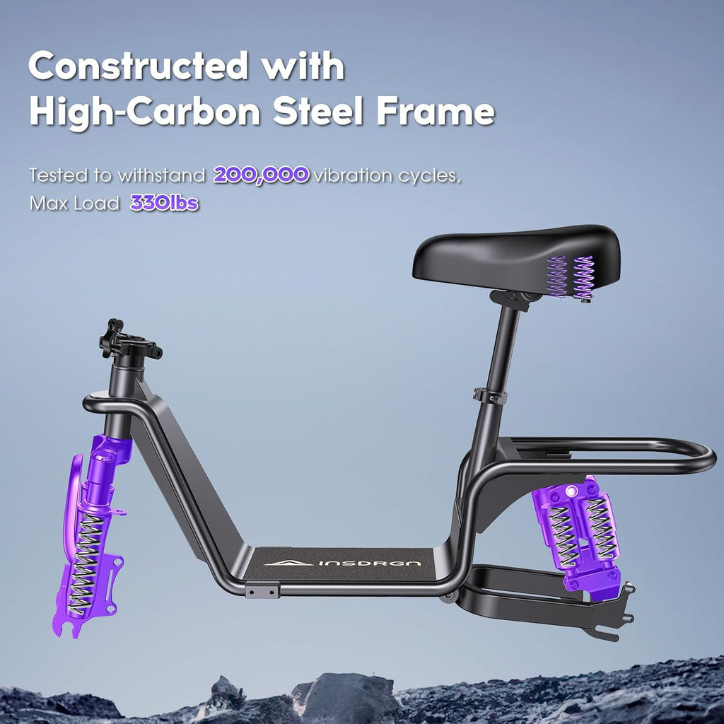 Electric Scooter Adults, 1300W Peak Motor, Electric Scooter with Seat, 48V 13Ah Battery, 14' Tires, 35 Miles Range, 20 MPH, 330 LBS Load, Dual Braking,UL 2272