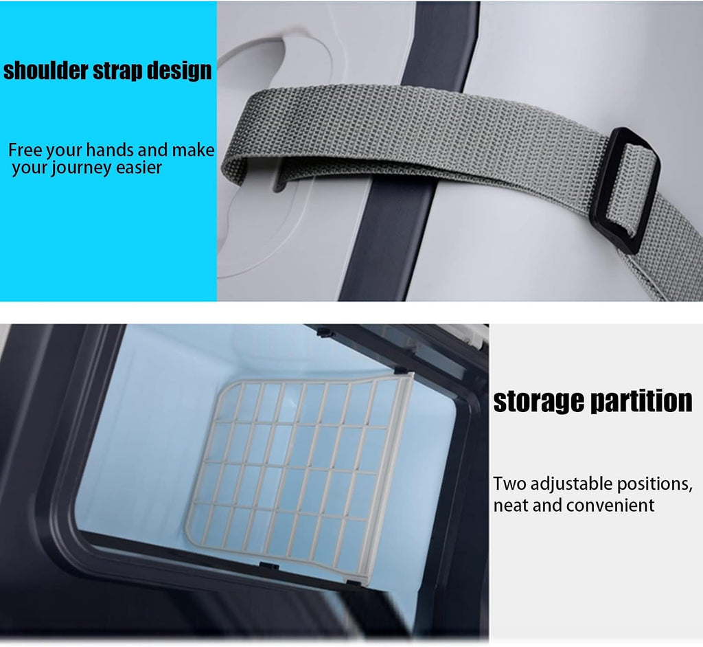 Car Refrigerator 12 Litre Mini Fridge DC 12/24V -AC 220-10℃ to 65 ℃ Temperature Adjustable Portable Driving Freezer Office Electric Cool Box for Kitchen Boat Picnic (Color : White, Size : 12L)