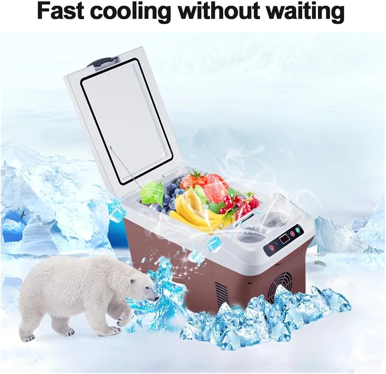 220V 12V 24V Portable Electric Cooler Refrigerator For Car Mini Fridge Cool Ice Box Freezer For Camping Home Truck Beach Vehicle(LED Screen-M20P)