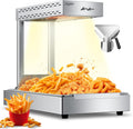 French Fry Food Warmer, 750W Electric Stainless Steel Warming Light Dump Station, 5.5QT Commercial Food Heating Lamp, Countertop Fries Food Warmer for Parties Kitchen Restaurant Buffe(Silver)