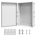 Electrical Box IP65 Waterproof Dustproof ABS Plastic Enclosure, Outdoor and Indoor Project Box Hinged Cover with Mounting Plate Wall Brackets Outer Dimension 23.6'x 15.7' x 8.7', Grey