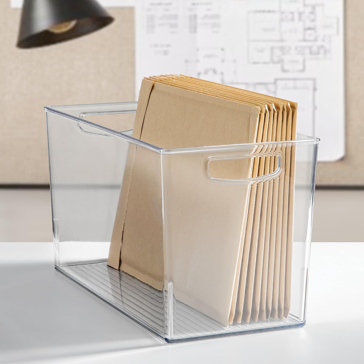 iDesign Plastic Storage Bin with Handles for Household Storage - Set of 4 - Clear - Made in USA