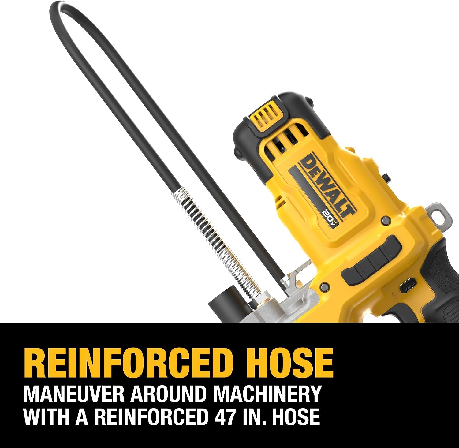 DEWALT Grease Gun 20V MAX Cordless 10,000 PSI Variable 2-Speed Electric Grease Gun with 47 Inch Hose and LED Light, Up to 9 oz per Minute and 7 Tubes per Charge, Tool Only (DCGG581B)