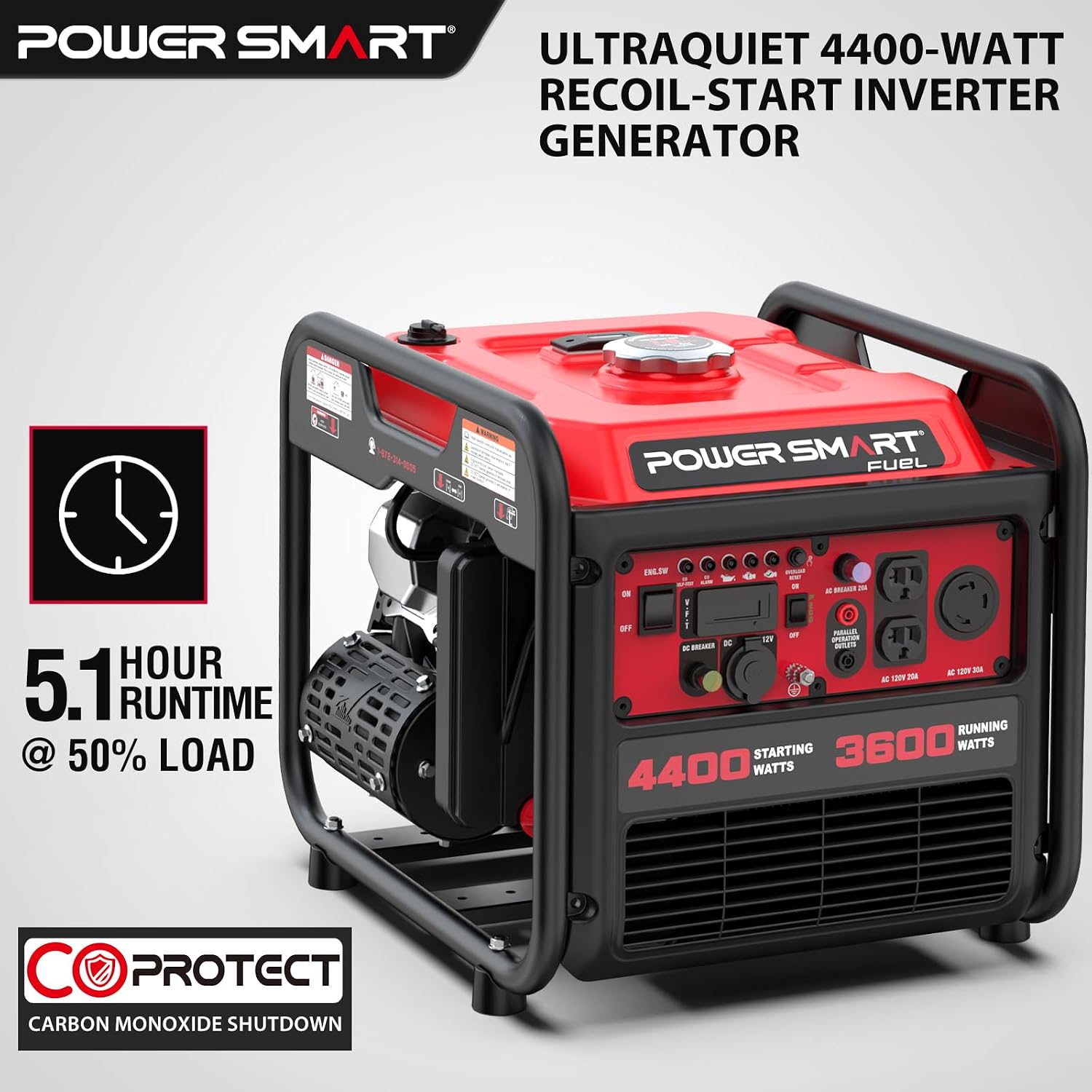 PowerSmart 4400-Watt Portable Generator with Inverter Technology, CO Protect, Home Use, DL5040C