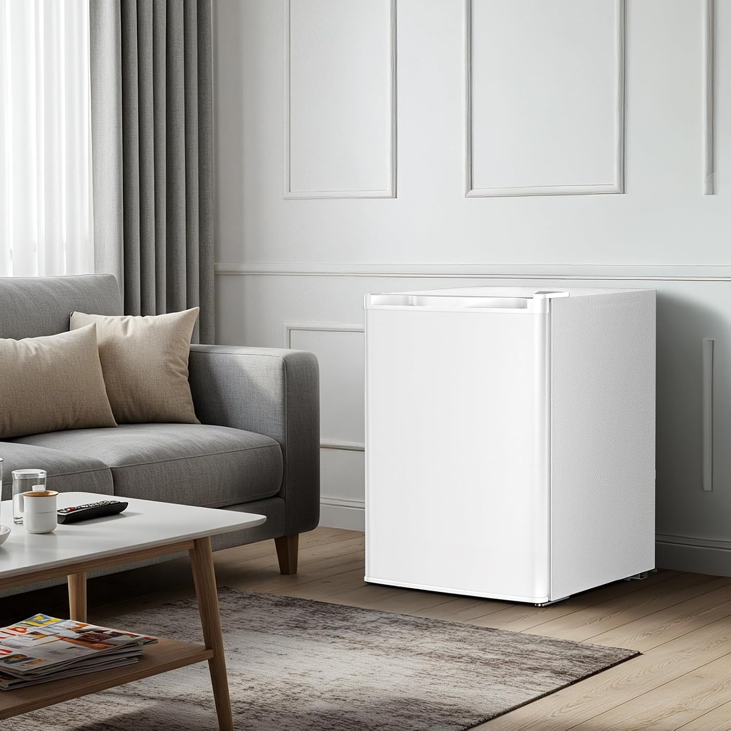 Antarctic Star Compact Refrigerator with Freezer, 2.6 Cu.Ft Mini Fridge with Adjustable Thermostat,Single Door,Removable Glass Shelves for Dorm/Kitchen/Office,WHITE