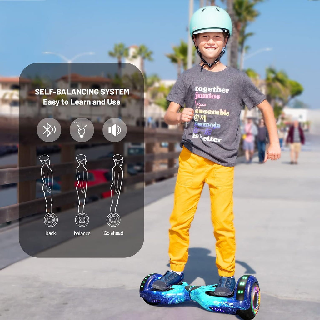 SIMATE Hoverboard, Bluetooth All Terrain Hover Boards with LED Lights and APP Control, Gifts for Kids Adults Girls Boys, for All Ages