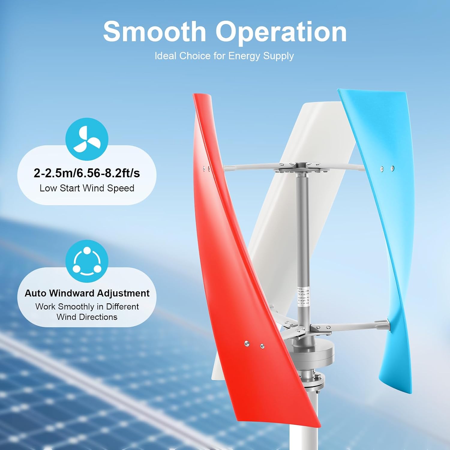 400W Wind Turbine Generator Kit, 3 Blades Wind Power Generator, 24V Vertical Axis Wind Turbine Generator Kit with Controller, Ultra-Quiet Design for Home, Boats, Street Lighting