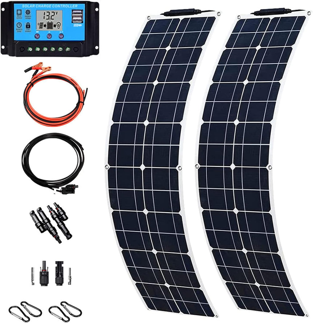 100W Portable Solar Panel, Flexible Monocrystalline Solar Charger, Photovoltaic Solar Panels Modules for RV,Boat,Tent, Camping, Travel, Garden
