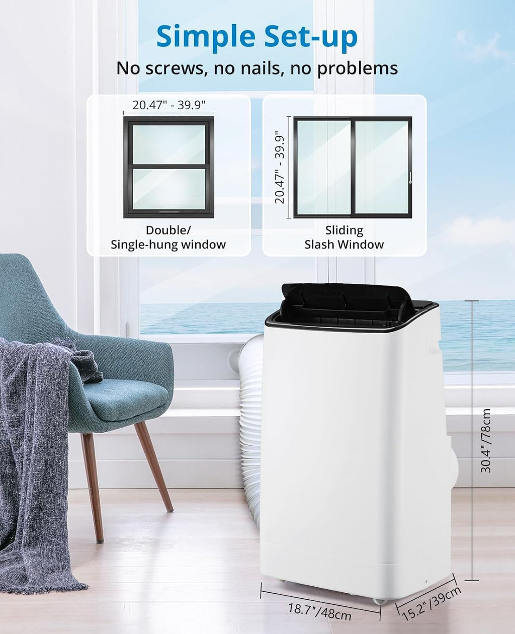 Takywep 14,000 BTUs Portable Air Conditioner - Cools Up to 700 Sq.Ft, 3-IN-1 Energy Efficient AC Unit with Remote Control & Installation Kits for Large Room, Campervan, Office, Temporary Space
