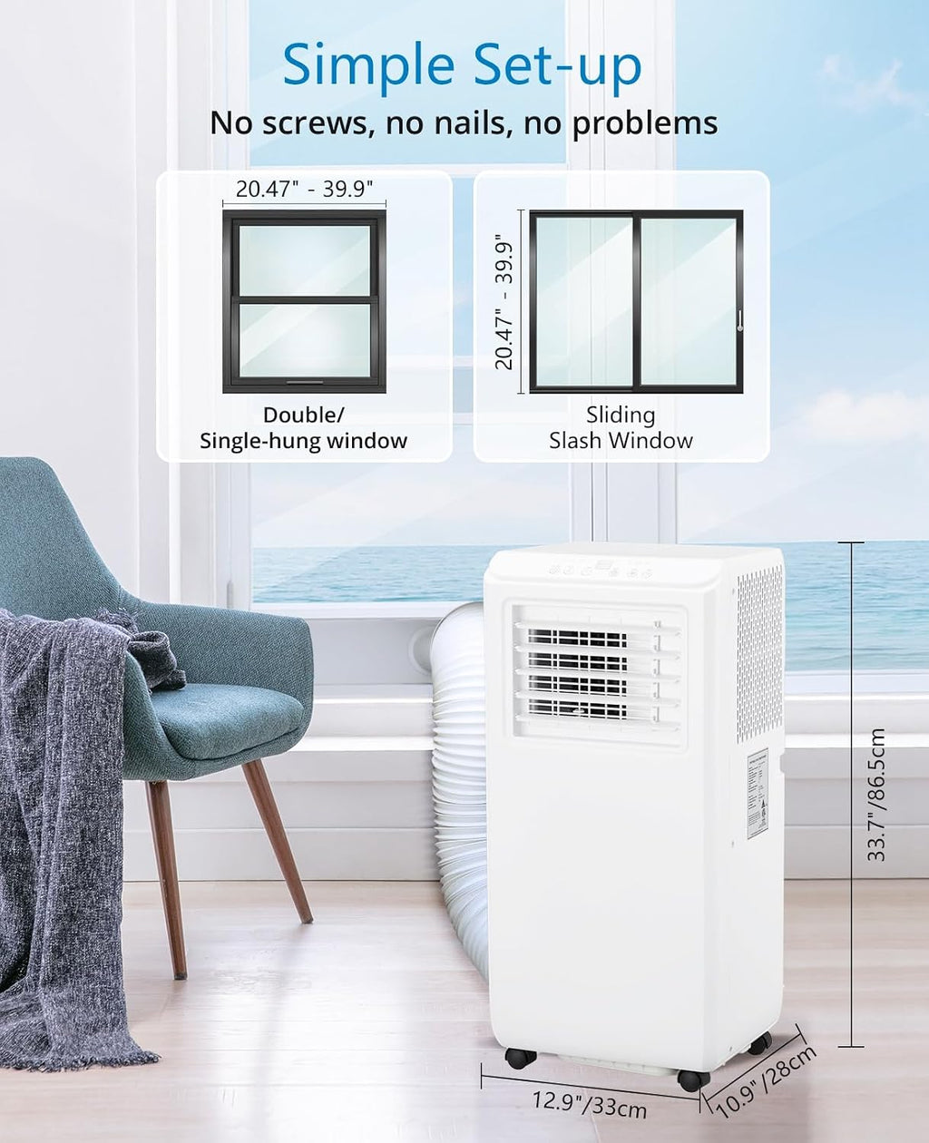 Takywep Portable Air Conditioner 10000 BTU, Portable AC Unit with Remote Control, Energy-Efficient Cooling for 450 Sq.ft Spaces, 3in1 Portable AC with Dehumidifier, Cooling & Fan Mode for Bedroom Room
