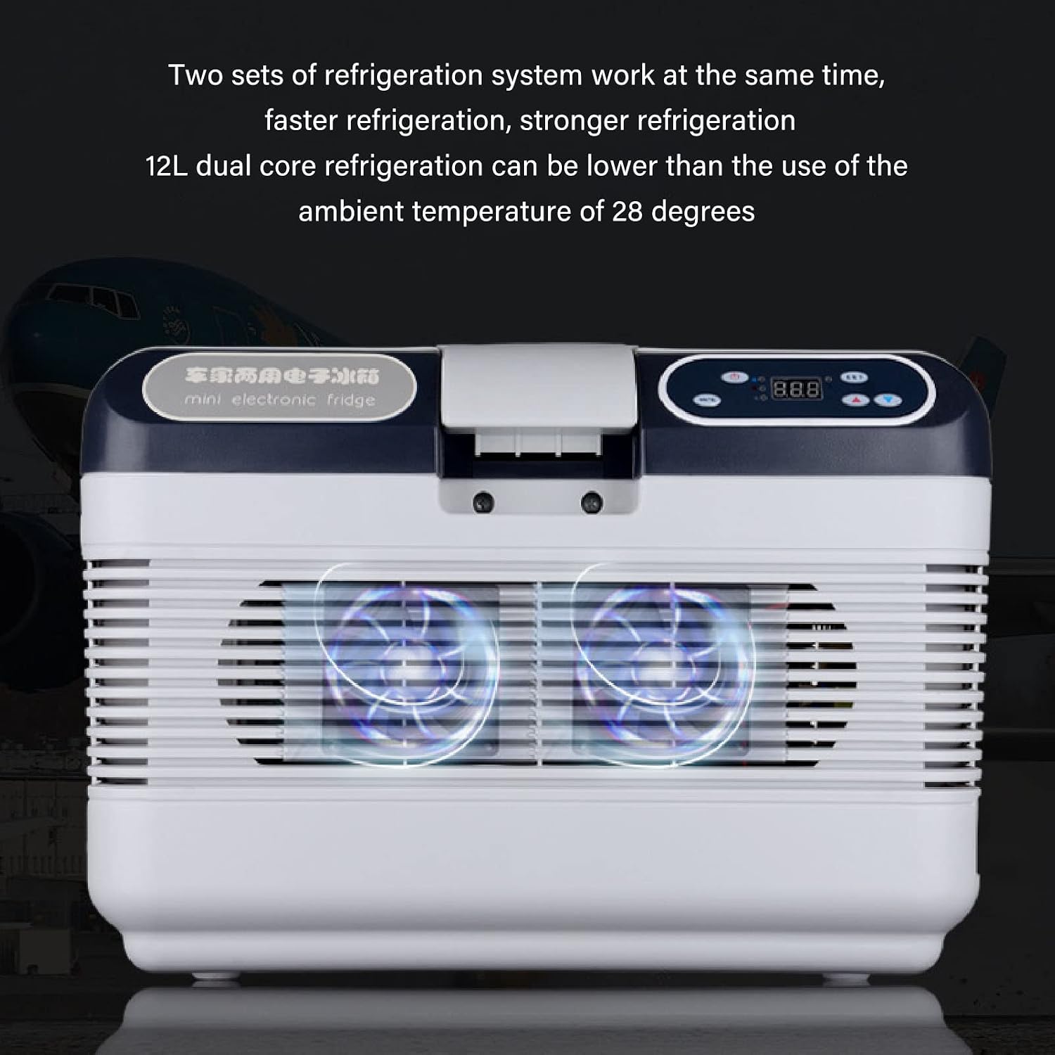 Car Refrigerator, Aluminum ABS 12L Portable RV Electric Cooler Freezer Cools Or Heats and Provides Compact Storage, Car Fridge for Vehicles, Truck, Camping, Travel and Home Use