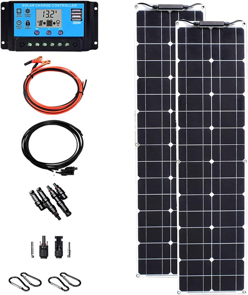 100W Portable Solar Panel, Flexible Monocrystalline Solar Panel Photovoltaic Solar Modules Solar Battery Chargers for RV, Boat, Outdoor Camping