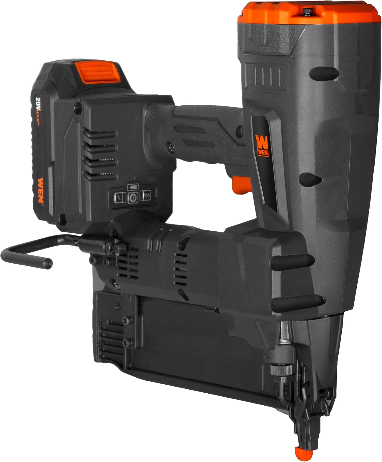 WEN 20V Max Cordless Brushless 18-Gauge Brad Nailer with 2.0Ah Battery and Charger (20518)