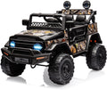 2 Seater Ride On Car for Kids, 12V Electric Truck with Parent Remote Control, Spring Suspension, 2 Speeds, LED Headlight & Music Player, Kids Electric Vehicle for Aged 3-8 Years, Black