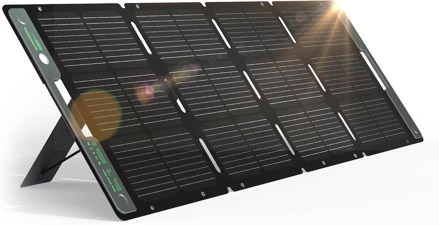 ACACIA 120W Portable and Fodable Solar Panel for 300/500/1000/1500W Power Station,Solar Charger with Ajustable Kickstand,A+ Monocrystalline PV Cell and Waterproof IP67 for RV, Off Grid System,Camping