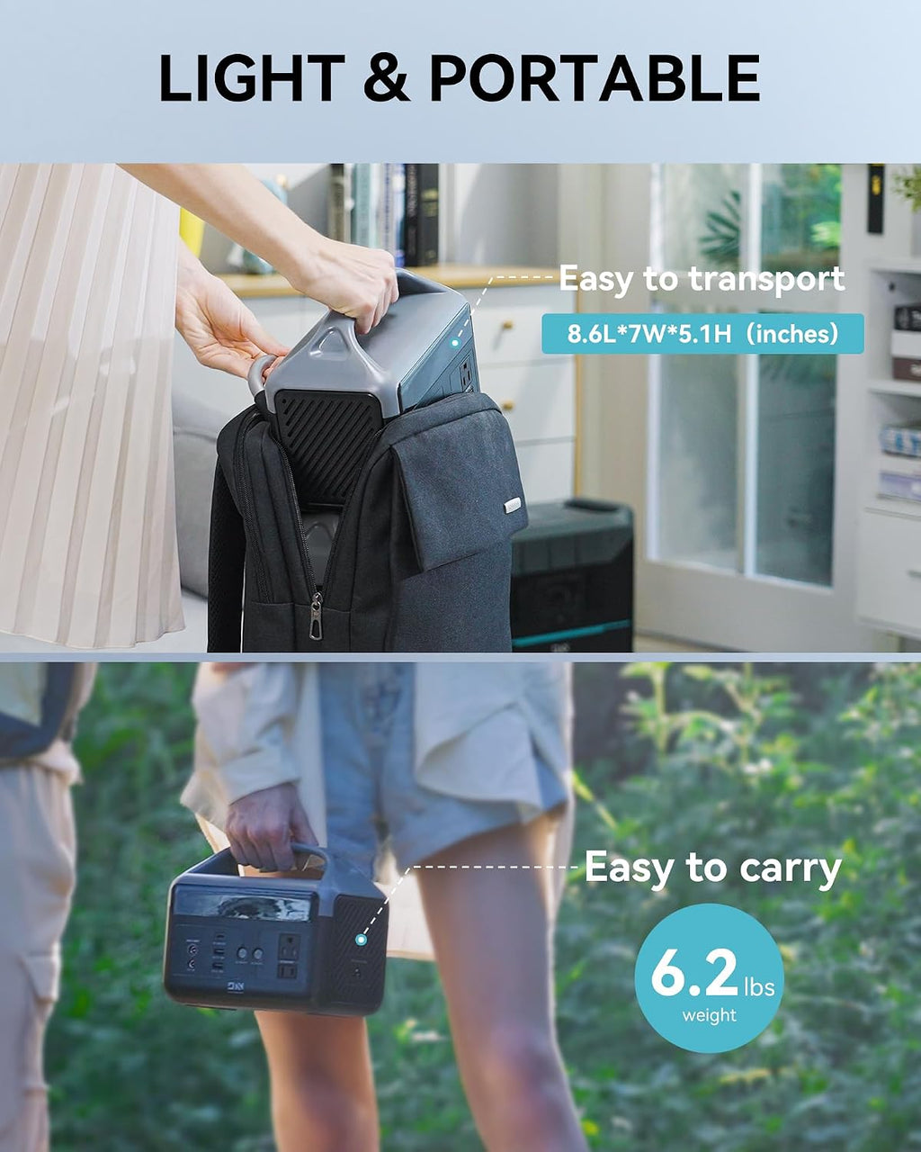 Portable Power Station with 40W Solar Panel, 60,000mAh LiFePO4 Battery 300W AC Outlets Power Station,2Hrs Fast Charging Power Bank for Home,Outdoor Camping RVs Emergencies