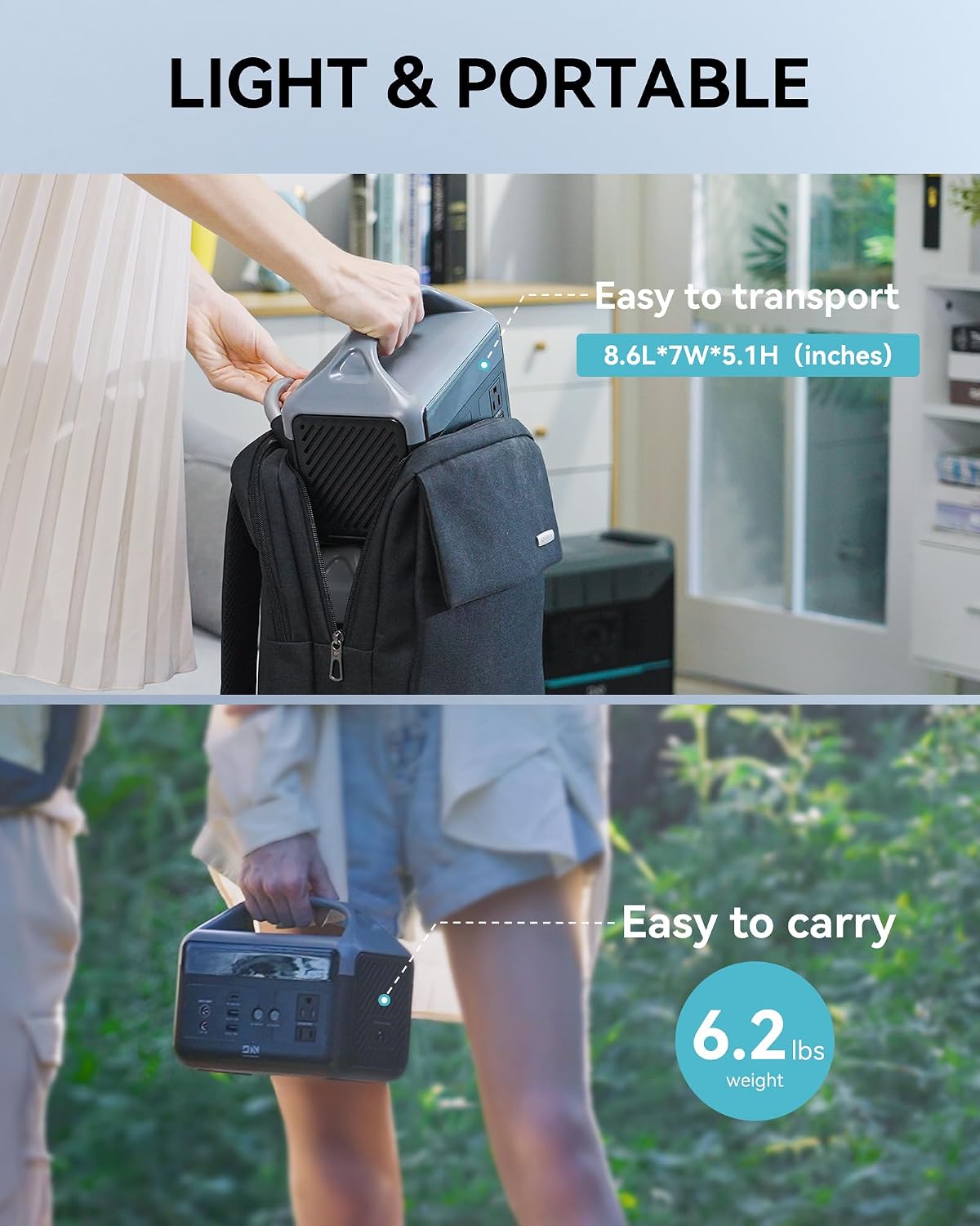 Portable Power Station with 40W Solar Panel, 60,000mAh LiFePO4 Battery 300W AC Outlets Power Station,2Hrs Fast Charging Power Bank for Home,Outdoor Camping RVs Emergencies