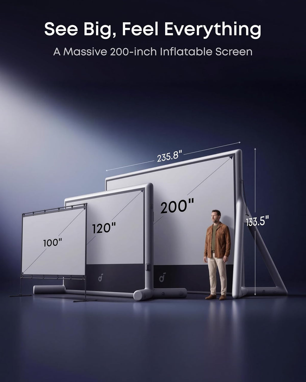 soundcore Nebula X1 Pro Mobile Theater: 4K Triple Laser Projector with 200' Silent Inflatable Screen, 3500 ANSI Lumens, 7.1.4 Dolby Atmos, 56000:1 Contrast, Wireless Battery Pump, Wind-Resistant
