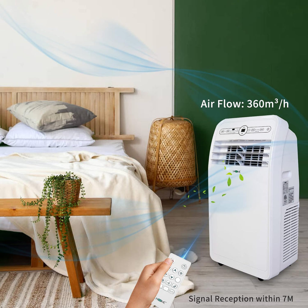 Uhome 12000 BTU Portable Air Conditioner w/Heater up to 450 Sq. Ft, Ac Heater Combo Window Unit, Portable AC Unit with Dehumidifier & Fan, Cools & Heats,Remote Control and Window Kit Included,White