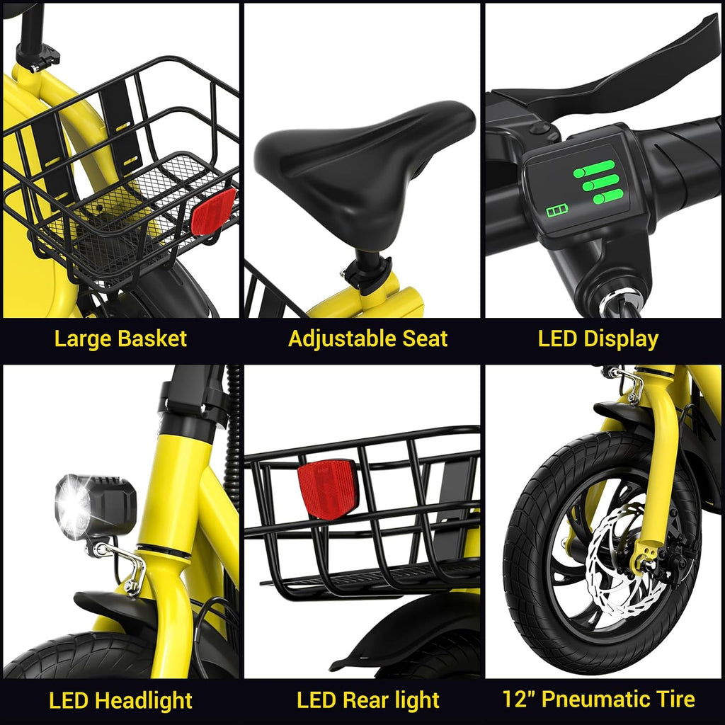 SEHOMY 2 Seater Electric Scooter for Adults 330lbs, Folding Escooters with Seat, 850W Peak Motor, 25/20 Miles Range, 22/15.5 MPH, Storage Basket, Electronic City Commuter Bike Motor Scooters