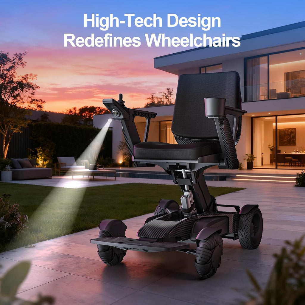 Foldable Electric Wheelchair Adults Portable - Includes Remote Control & Electric Lift, Adjustable Backrest, Powerful Dual Motors for Smooth Mobility Indoor/Outdoor, Black-D12