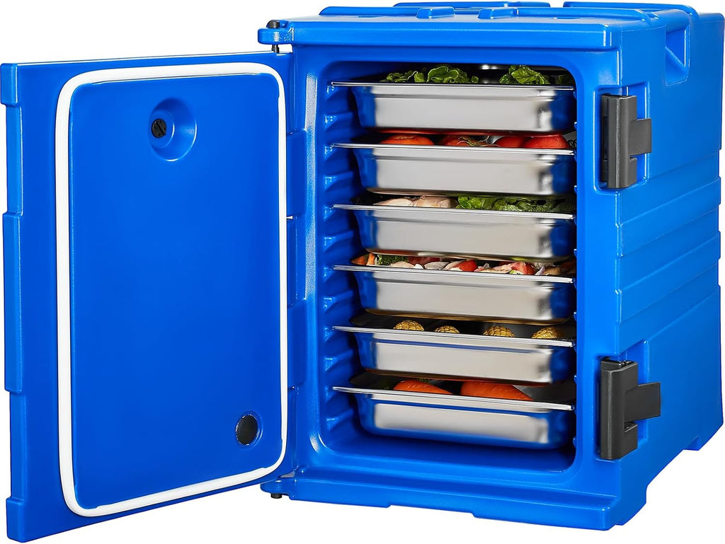 VEVOR Insulated Food Pan Carrier, 95 Qt Hot Box for Catering, Food Box Carrier with Double Buckles, Front Loading Food Warmer with Handles, Stackable End Loader for Restaurant, Canteen