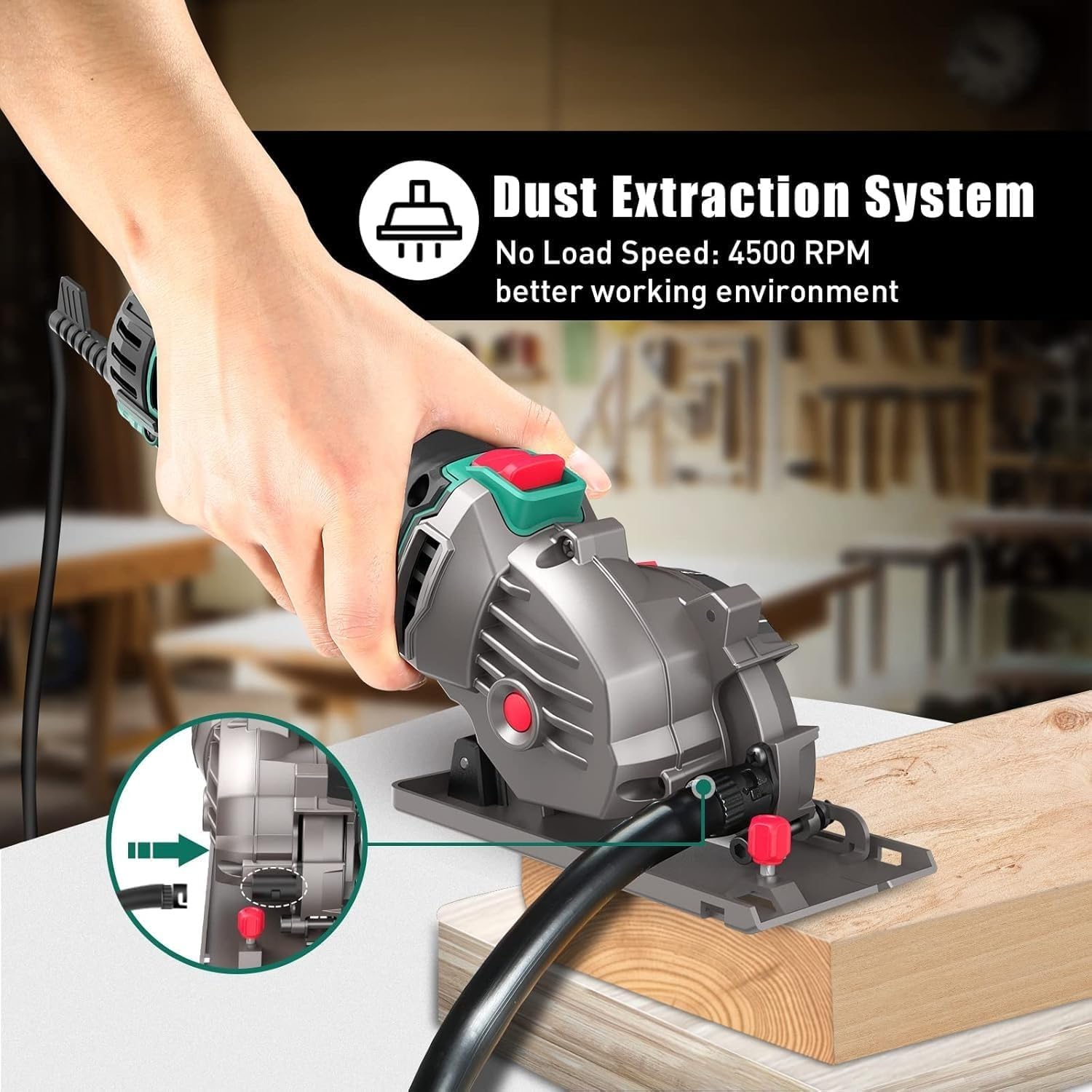 HYCHIKA 6.7A Jig Saw, 4A Mini Circular Saw with 3 Blades, 30W LED Work Light, 3-Tool Power Tool Combo Kit