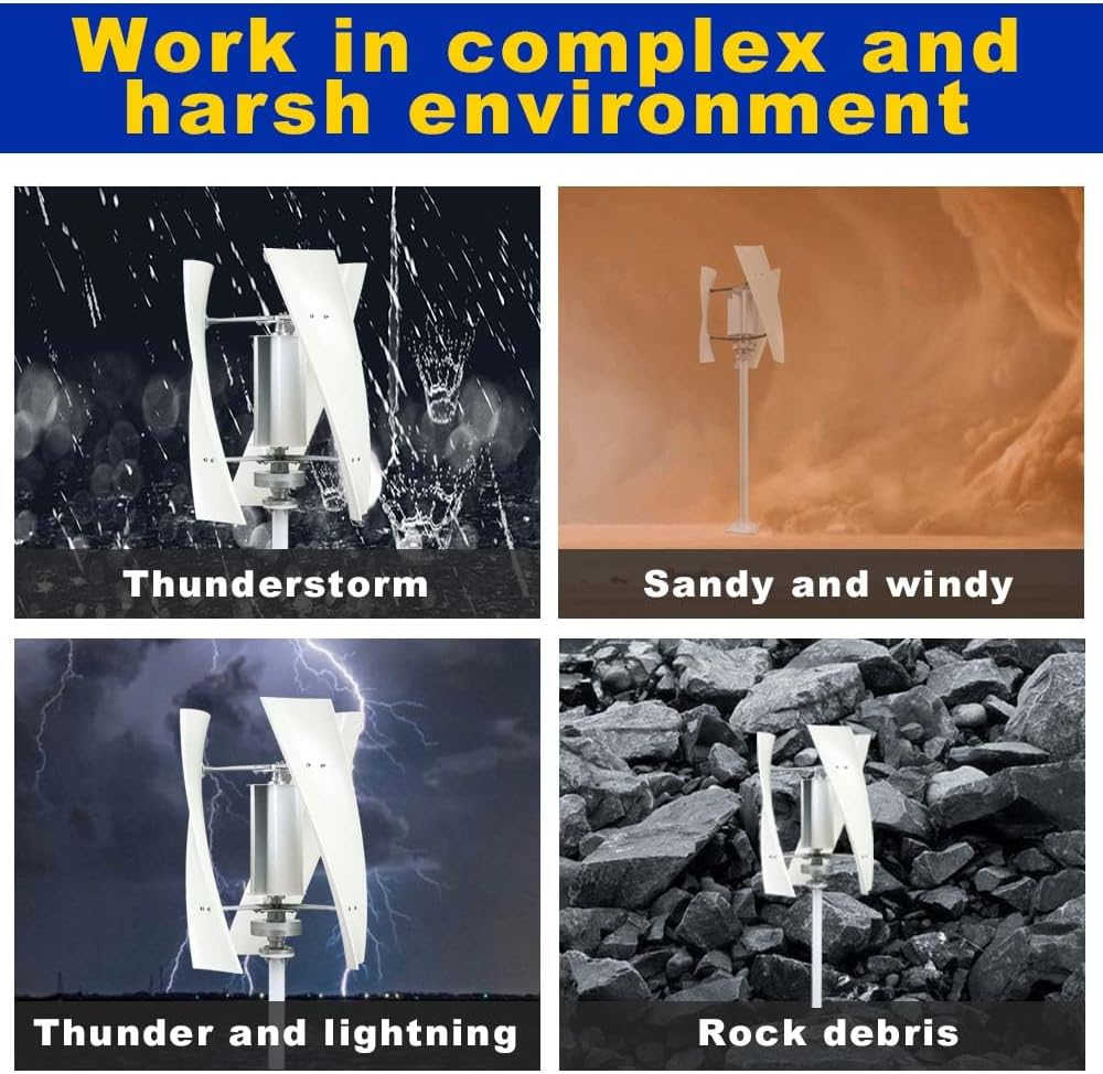 Noiseless Wind Turbine Generator Kit 3000W 12V 24V 48V Portable Wind Power Turbine Generator Kit 3 Blade +Controller Suitable for Patio Outdoor,12v