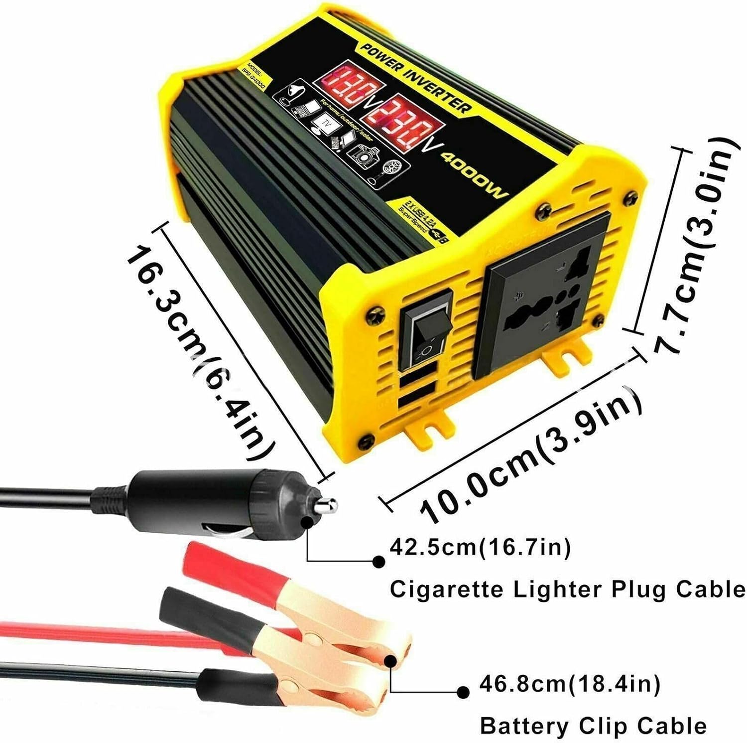 4000W Solar System Combo - 12V to 110V/220V Inverter, 50A Charge Controller, 50W 12V Solar Panel Kit, Home Solar Generator Grid System (Yellow, 12V-220V)