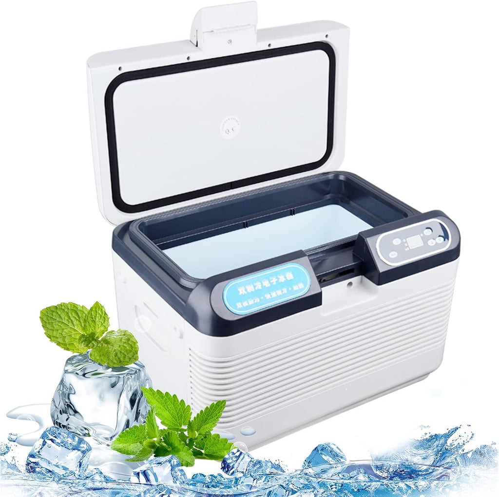 Car Refrigerator 12 Litre Mini Fridge DC 12/24V -AC 220-10℃ to 65 ℃ Temperature Adjustable Portable Driving Freezer Office Electric Cool Box for Kitchen Boat Picnic (Color : White, Size : 12L)