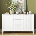 Virubi 47' Fluted Sideboard Buffet Cabinet with Storage Drawers,Doors,Adjustable Shelves and Gold Handles, Wood Modern Sideboard Accent Cabinet for Living Room,Hallway,Entryway (White)