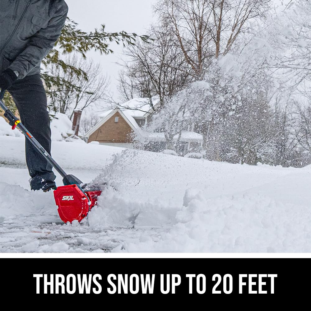 SKIL PWR CORE 40 Brushless 40V Multi-Head System, 12-Inch Snow Shovel Kit, 20'ft Throwing Distance, Includes 4.0Ah Battery and Charger - PSS1200C-10