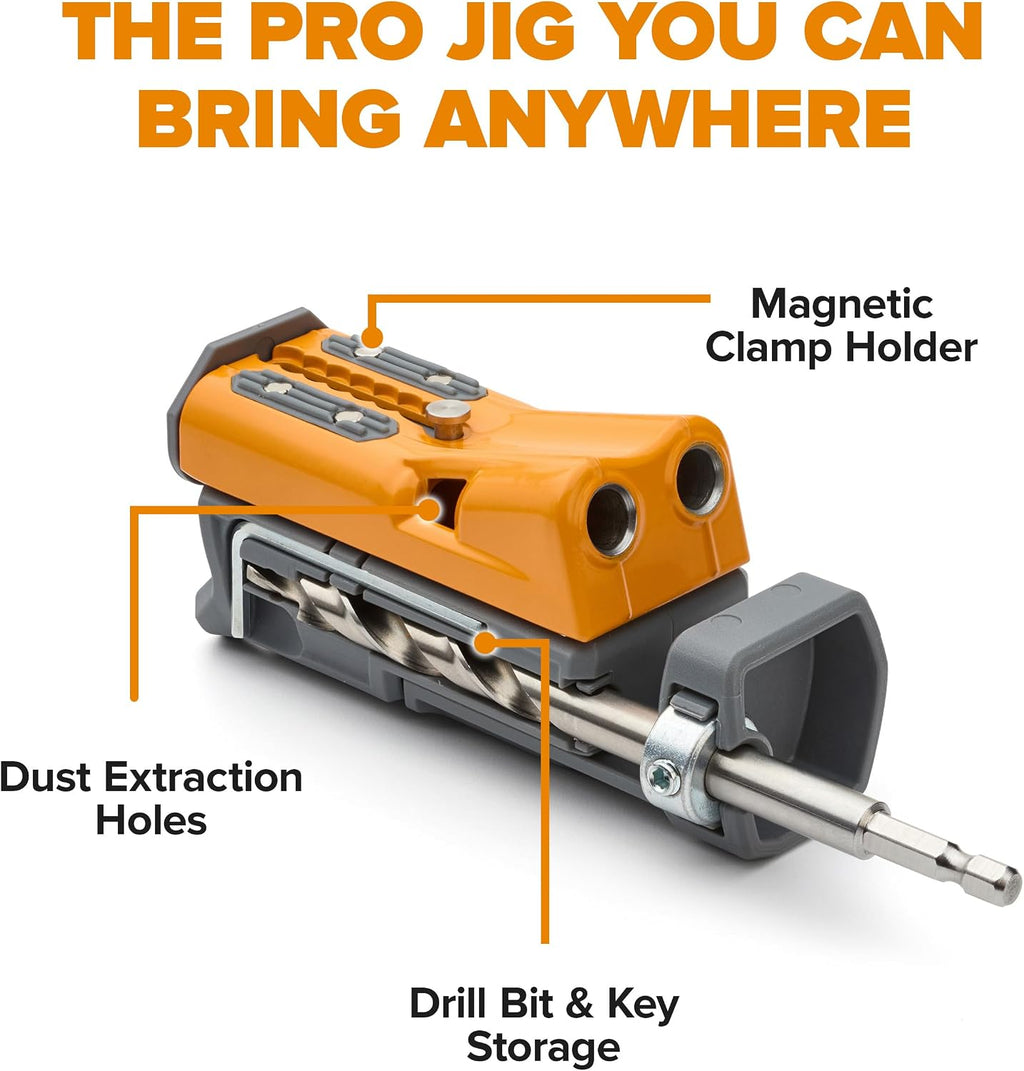 BORA Pro Compact Pocket Hole Jig Kit, 3 inch Face Clamp & 350pc Screw Set - Auto Adjust Drill Guide, Durable Pocket Hole Jig for Woodworking & Tight Spaces - For Materials 1/2 inch to 1 1/2 inch Thick