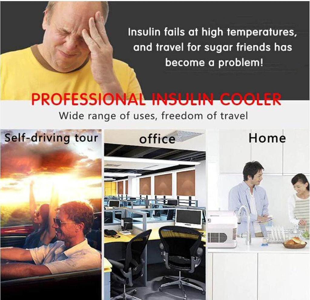 Insulin Cool Box Mini Electric Insulin Cooler Portable Medicines Fridge Cabinet Small Car Fridge 0-18 °C Cool Bag Thermostat for Car Travel Home,1cell