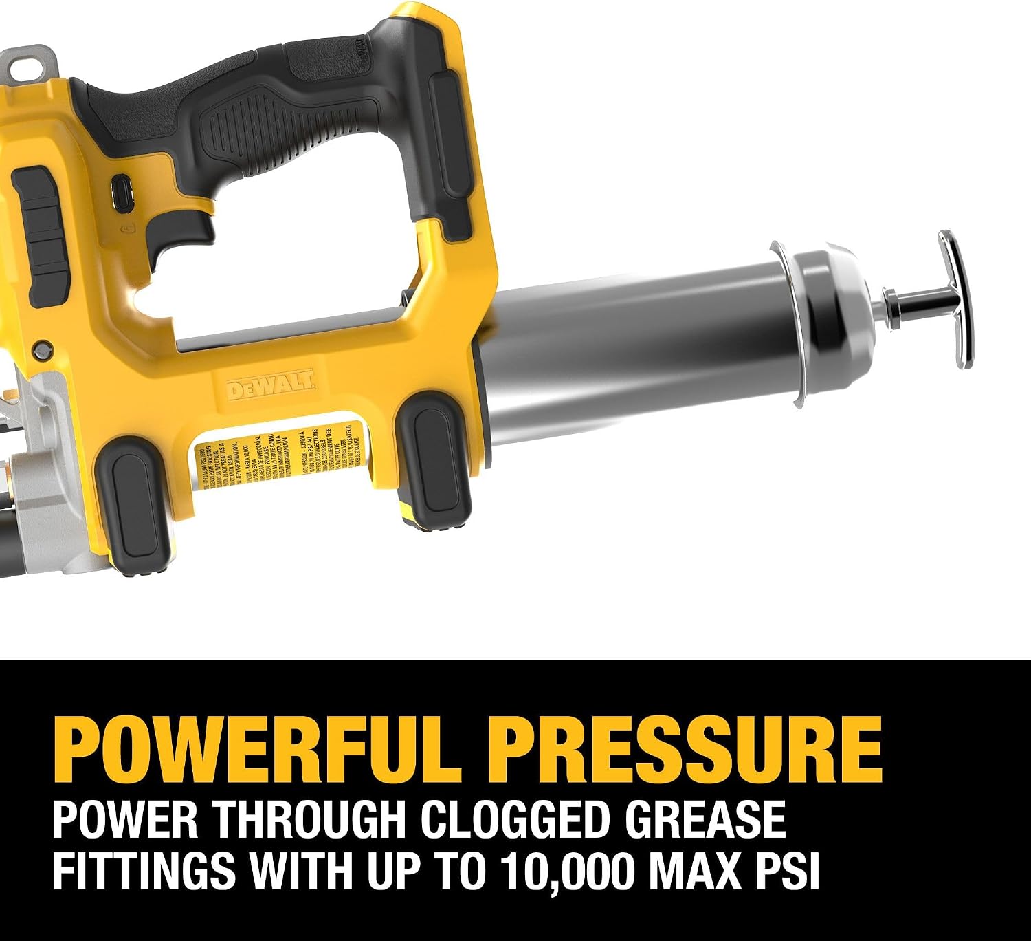 DEWALT Grease Gun 20V MAX Cordless 10,000 PSI Variable 2-Speed Electric Grease Gun with 47 Inch Hose and LED Light, Up to 9 oz per Minute and 7 Tubes per Charge, Tool Only (DCGG581B)